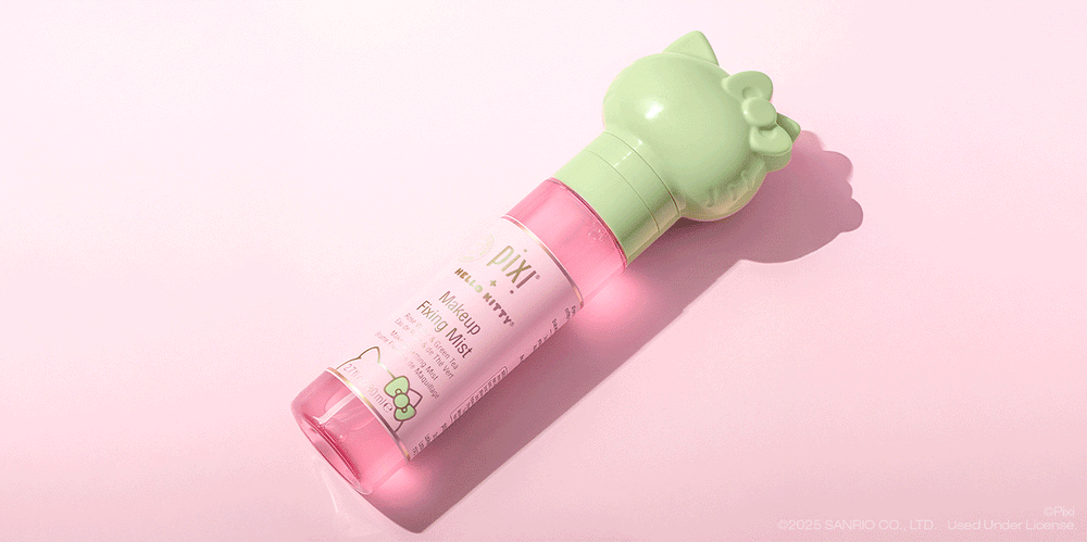 Pixi + Hello Kitty treats featuring Makeup Fixing Mist and Eye Effects palette