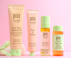 Perfect Glow Kit featuring Glow Tonic Cleansing Gel, Peel & Polish, Glow Mist, and Glow Tonic Travel Size